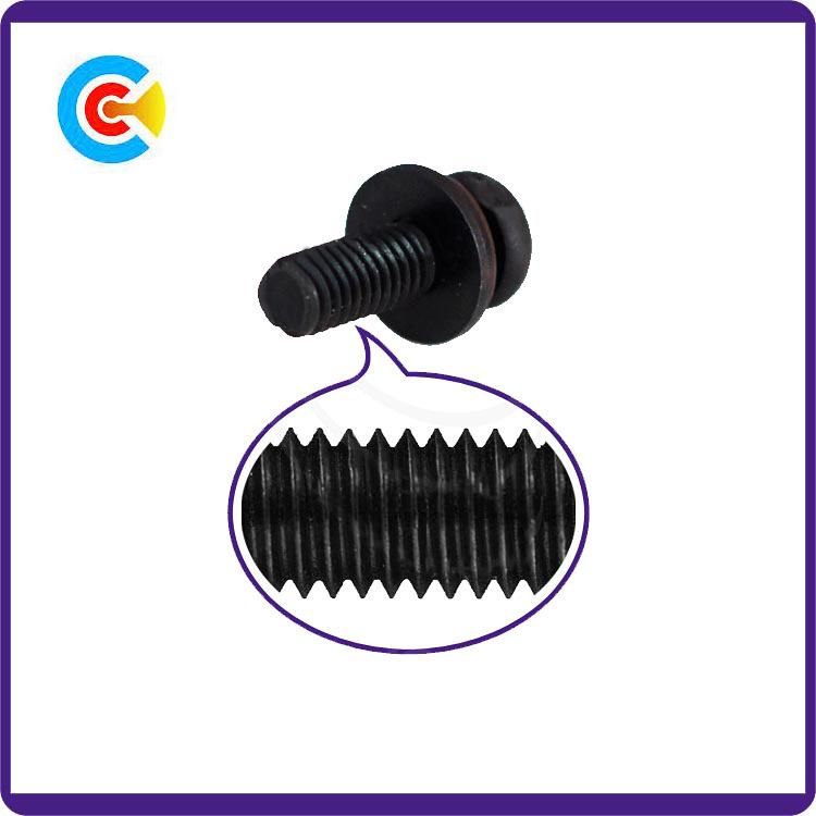 Black Zinc Steel Cross/Phillips Pan Head Screws with Washer