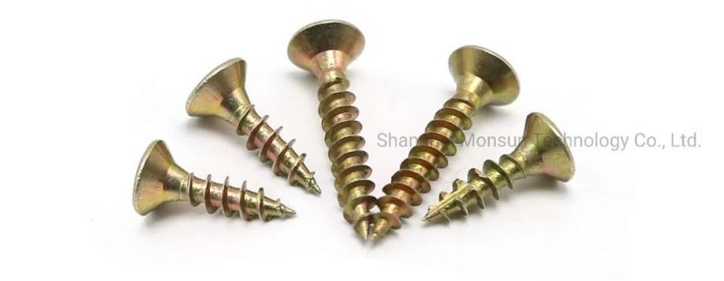 Yellow Zinc Double Countersunk Head Chipboard Screw with Torx Recess
