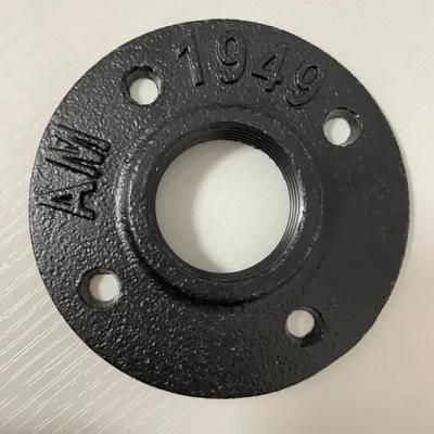 Customized Black Floor Flange Malleable Iron Pipe Fitting for Cast Iron Furniture Plumbing