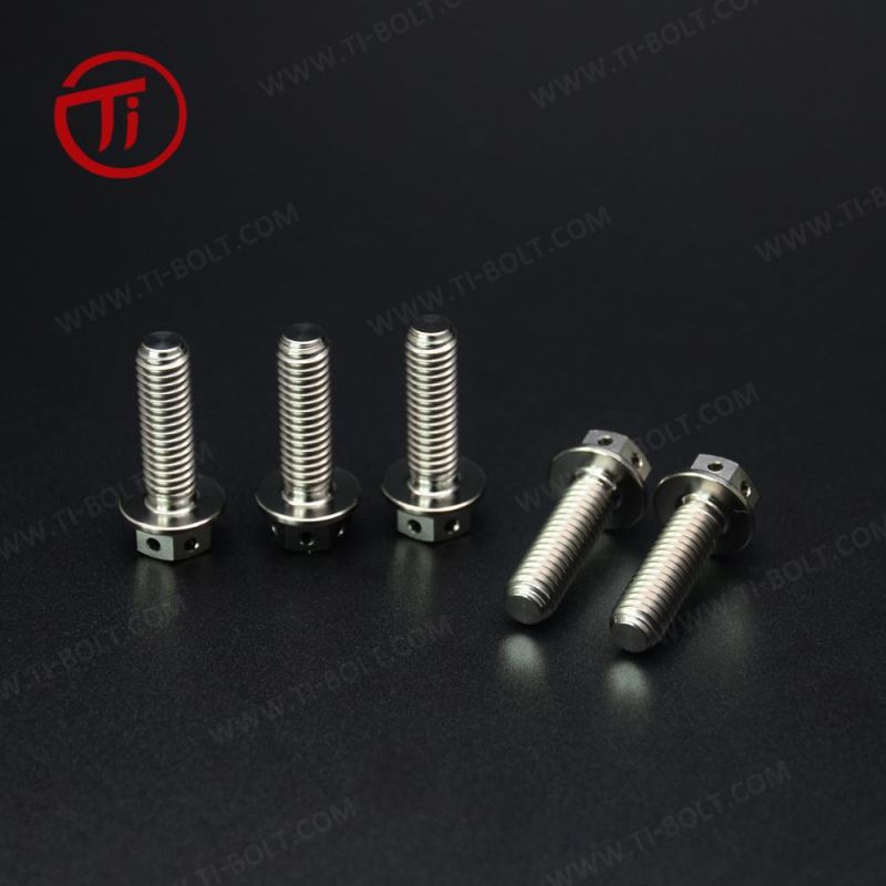 M6× 20mm 1.0p Thread Titaniun Hex Flange Bolt Drilled