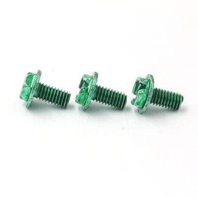Stainless Steel Flange Hex Screw with Green Spray Paint Layer