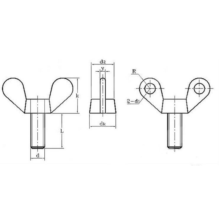 DIN316 Wing Screw with White Zinc Plated Cr3+ Carbon Steel / Stainless Steel