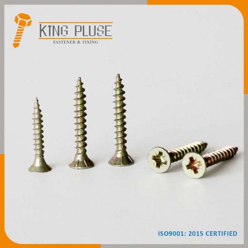 Phillips/Cross Recessed Chipboard Screw Yellow Zinc Plated