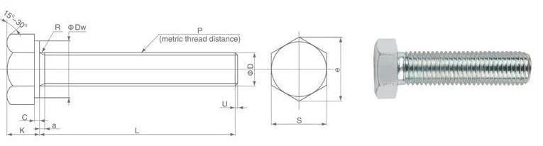 Stainless Steel Hex Bolts DIN601 High Quality and High Strength