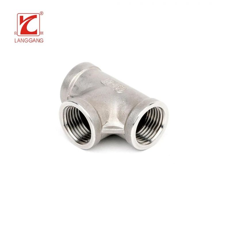 High Quality Stainless Steel Female Pipe Fitting Precision Casting Equal Tee