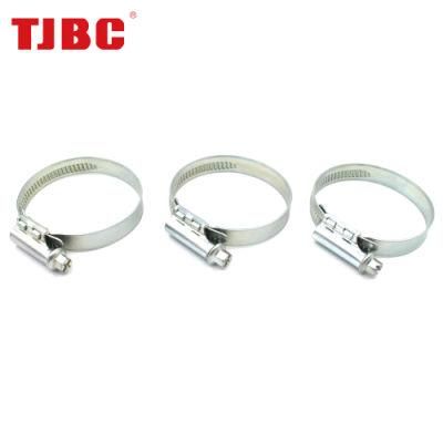 12mm German Type Galvanized Iron Worm Drive Hose Clamp Without Welded Housing, Adjustable Non-Perforated Pipe Tube Clip, 150-170mm