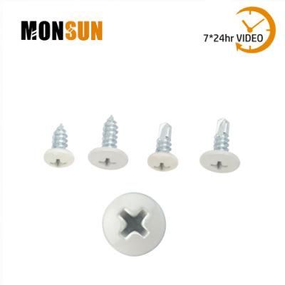 Button Head Multi-Purpose and Self-Drilling White Head Screws.