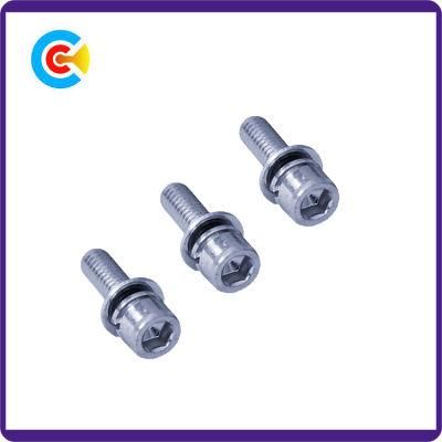 DIN/ANSI/BS/JIS Carbon-Steel/Stainless-Steel 4.8/8.8/10.9 Blue and White Pan Head Combination Screw