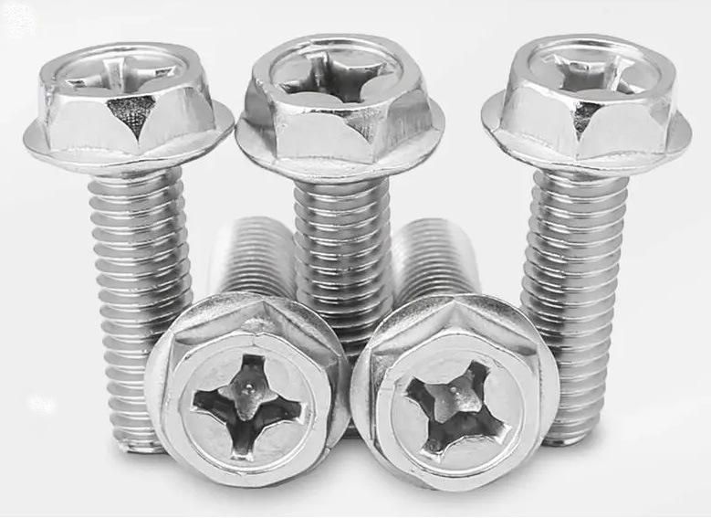 Customized Stainless Steel Screw Cross Recessed Hex Flange Bolt