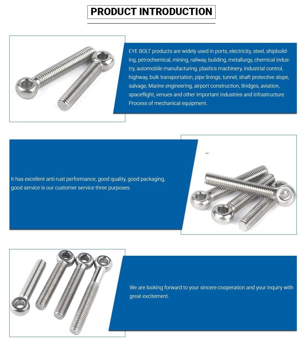 Stainless Steel 304 Live Bolt DIN444 A2-70 Eye Bolt Cold Forged Eye Bolt with Ring Hole