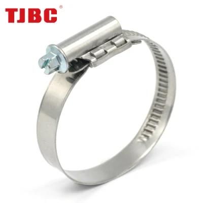 12mm German Type Stainless Steel Worm Drive Hose Clamp Without Welded Housing, Adjustable Non-Perforated Pipe Tube Clip for Automotive, 25-40mm