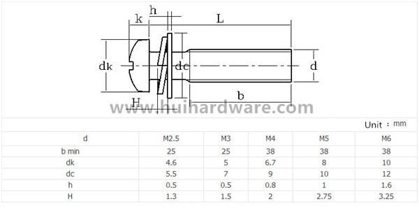Nickel Plated Slot Pan Head Assembled Sem Screw