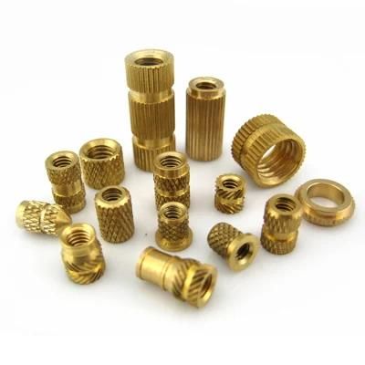 China Supplier M2 M3 M6 M8 Knurled Brass Heat Staking Threaded Inserts Brass Insert Nut for Injection Molding