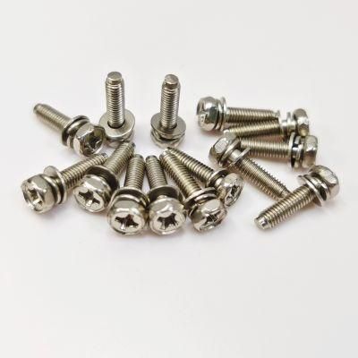 High Quality M3 M3.5 M4 Combination Screws Cross Pan Head Machine Screw with Square Terminal Washer Sems