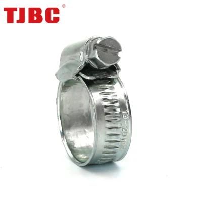 Non-Perforated Worm Gear Adjustable Stainless Steel British Type Hose Clamp with Riveted Housing, 9.5-12mm