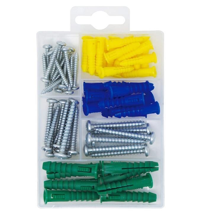 Plastic Self Drilling Drywall Ribbed Anchors with Phillips Flat Head Self Tapping Screws