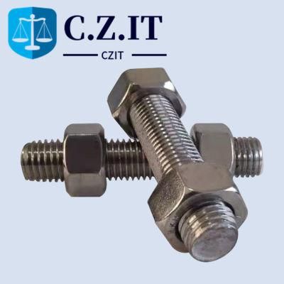 304 Stainless Steel ASTM A320 Grade B8 Threaded Stud Bolt with Two A194grade 8ca Heavy Hex Nuts