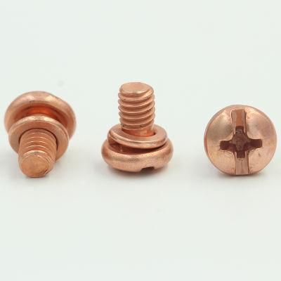 Copper Plated Steel Flat Head Slotting Combination Screw with Square Washer