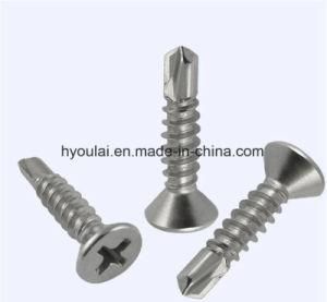 Self Drilling Screw Flat Head Philips Crossed Fastener Zinc Plated