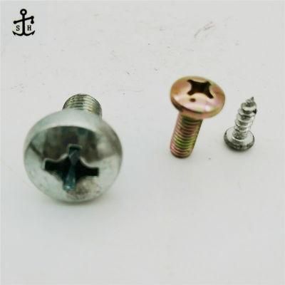 Carbon Steel Gold Color Cross Recessed Combination Screws Pan Head Screws Made in China