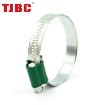 W1 Galvanized Iron British Type Worm Drive Hose Clamp with Color Tube Housing for Automobile Engine, 77--95mm