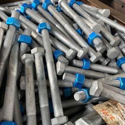 Blue Wax ASTM A194 Gr 2h Lock Nut HDG with Hexagon Bolts