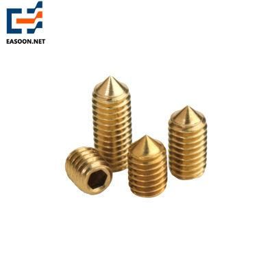 High Quality Brass Natural Color Set Screw DIN916 Hexagon Socket Set Screws with Cone Point