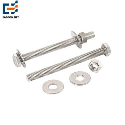 Stainless Steel Hex Flange Bolt and Nut Hex Bolt with Full Thread A2-70 Extended Hex Socket Bolt M18X300mm Zb Coated Half Thread Hex Bolt