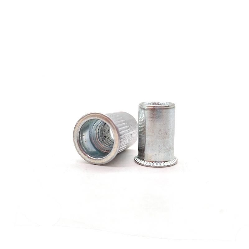 White Zinc Flat Head Knurled Rivet Nut