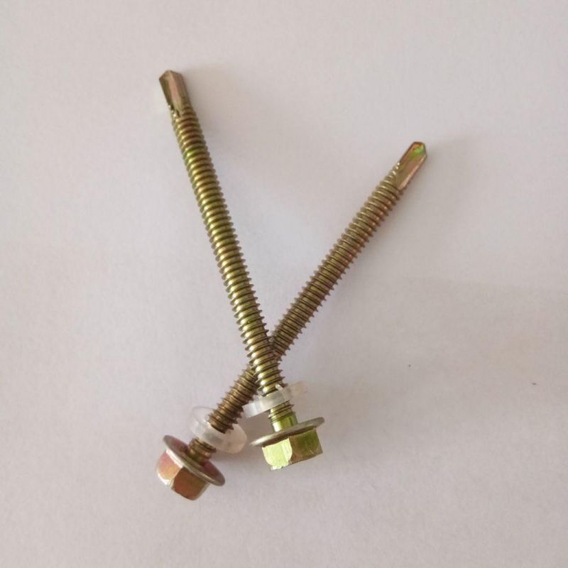 Yellow Zinc Hex Head Self Tapping Screw with Plastic Washer