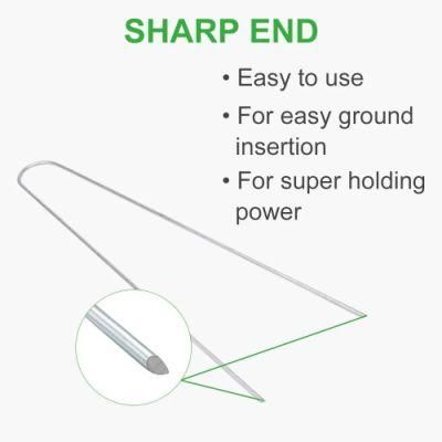100pk 6&quot; Galvanized Steel Garden Stakes Heavy Duty 11 Gauge Staples Securing Pegs for Securing Weed Fabric Landscape Fabric