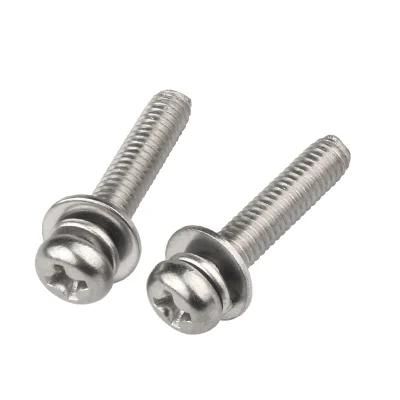 Stainless Steel 304 Cross Round Head with 2 PCS Gasket Machine Screw GB70-85