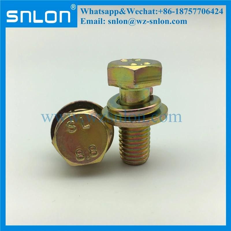Grade8.8 Yellow Zinc Hex Head Screw with Washer