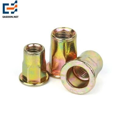 Carbon Steel Yellow Zinc Plated Flat Head Knurled Rivet Nut Zinc Plated Round Head Rivet Nut 304 Hex Flat Head Blind Rivet Nut