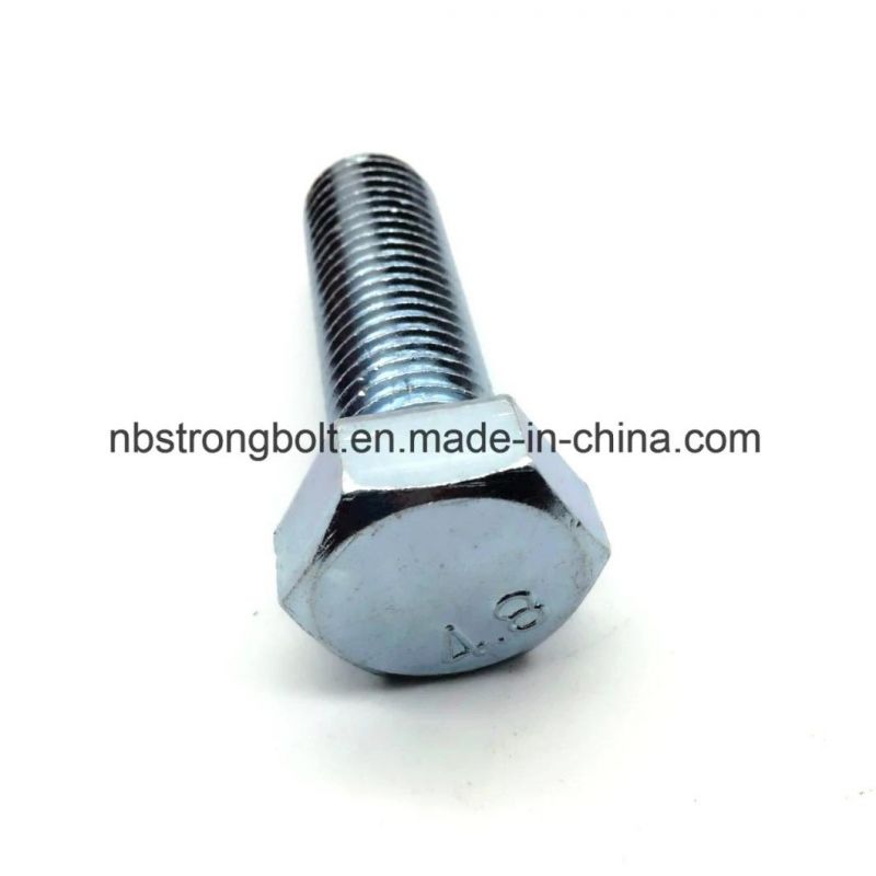 DIN933 Screw Hex Bolt Cl. 4.8 with White Zinc Plated Cr3+ M20X60