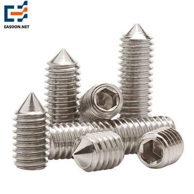 DIN914 Carbon Steel Black Cone Point Hexagon Socket Set Screws 304 316 Set Screws with Cone Point