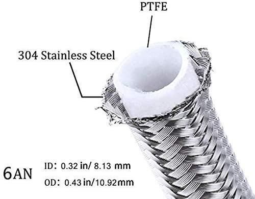 16FT 6an 3/8" Stainless Steel Braided PTFE E85 Transmission Gas Oil Fuel Hose Fittings Kit