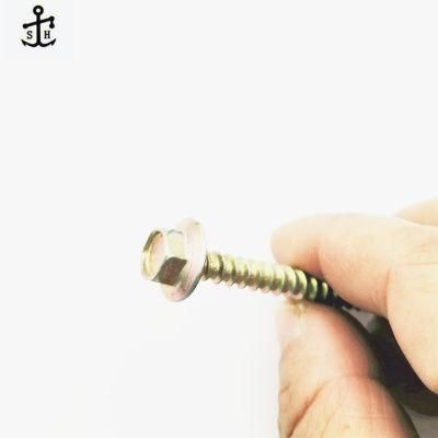 Customized Hex Hexagon Flange Head Washer Thread Self Drilling Tapping Screw Yellow Zinc Plated