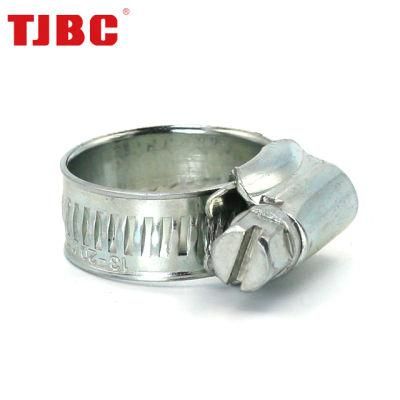 Adjustable Non-Perforation Worm Drive Zinc Plated Steel British Type Hose Clamp with Riveted Housing for Automotive, 85-100mm