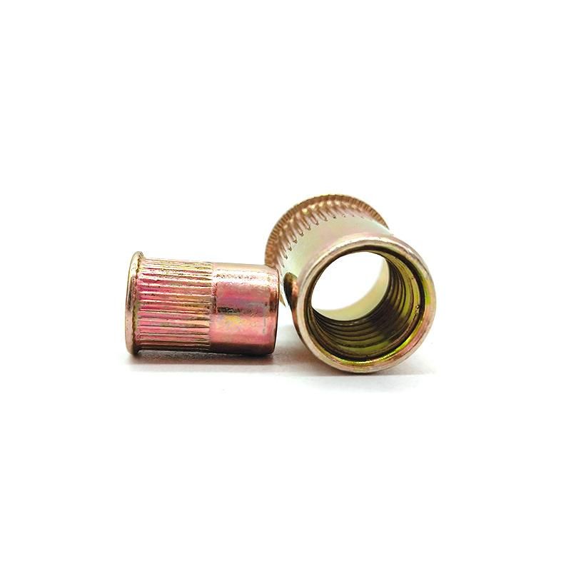 White Zinc Flat Head Knurled Rivet Nut