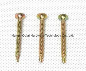 Bugle Flat Truss Head Self Drilling Screw Phillips Cross Head Screw Yellow Zinc Plated Screw