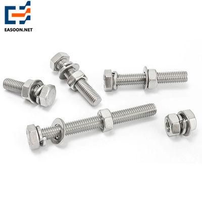 Full Thread Hex Bolt with Nut and Washer SUS316 Zinc Plating HDG PTFE Coating Hex Bolt/U Bolt/J Bolt