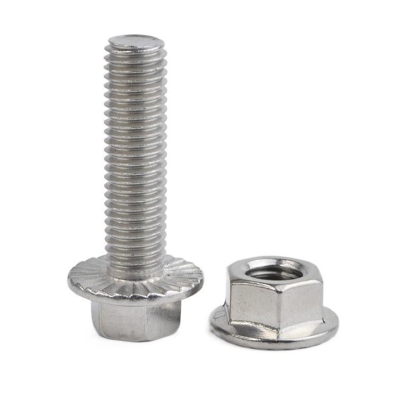 Customized Serrated Titanium Hexagon Flange Bolt M6 M10 M12 Stainless Steel Hex Flange Bolt
