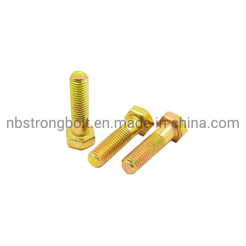 Hex Bolt DIN931 Screw Cl. 10.9 with Yellow Zinc