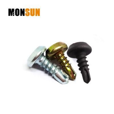 Black Phosphatd Finish / Zinc Plated Phillips Drive Pan Head Drilling Point Framing Screws with Serrations Under Head