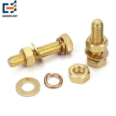 Brass Hexagonal Bolt and Nut and Washers M8 M10 Brass Hex Bolt