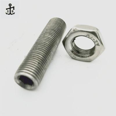 JIS B 1177 Hexagon Socket Set Screws with Flat Point No Head Hollow Bolt Set Screw with A2-70 Hex Thin Nut Made in China