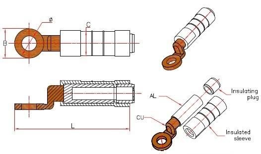 aluminium Copper Insulation Sleeve Bimetal Pre-Insulated Sleeve Lug