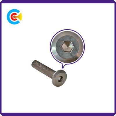 DIN/ANSI/BS/JIS Carbon-Steel/Stainless-Steel Galvanized Steel Inner Hexagon Flat Head Mechanical Screws