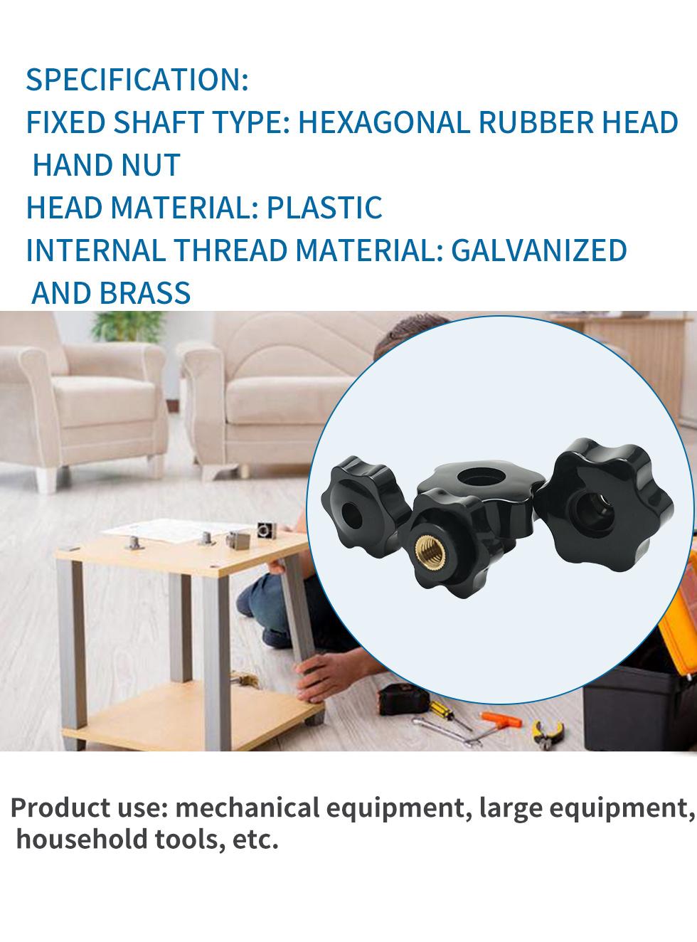 M6 Plum Hand Tighten Nuts Handle Thread Star Mechanical Black Thumb Nuts Clamping Knob Manual Nuts